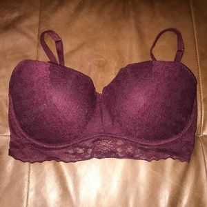 PINK Padded lace bralette.